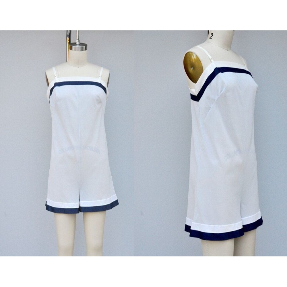 Nautical Sailor Mini Teddy Romper Jumpsuit Slip Lingerie  by Top Form  XS - S
